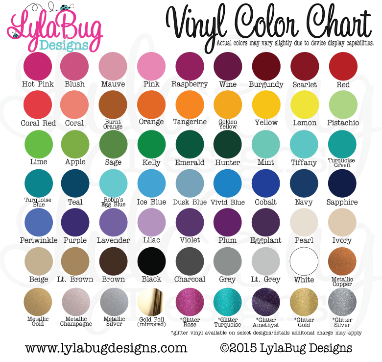 LylaBug Designs Color & Dress Charts