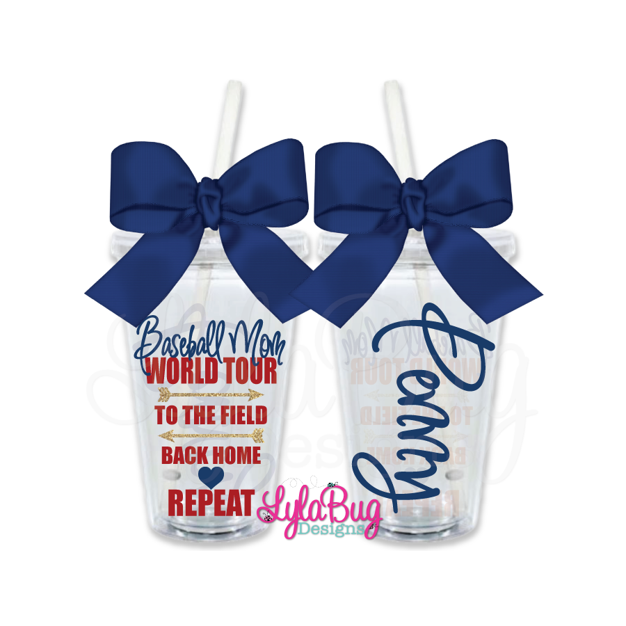 Baseball Mom World Tour Personalized Tumbler