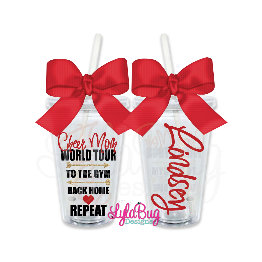 Cheer Mom World Tour Personalized Tumbler