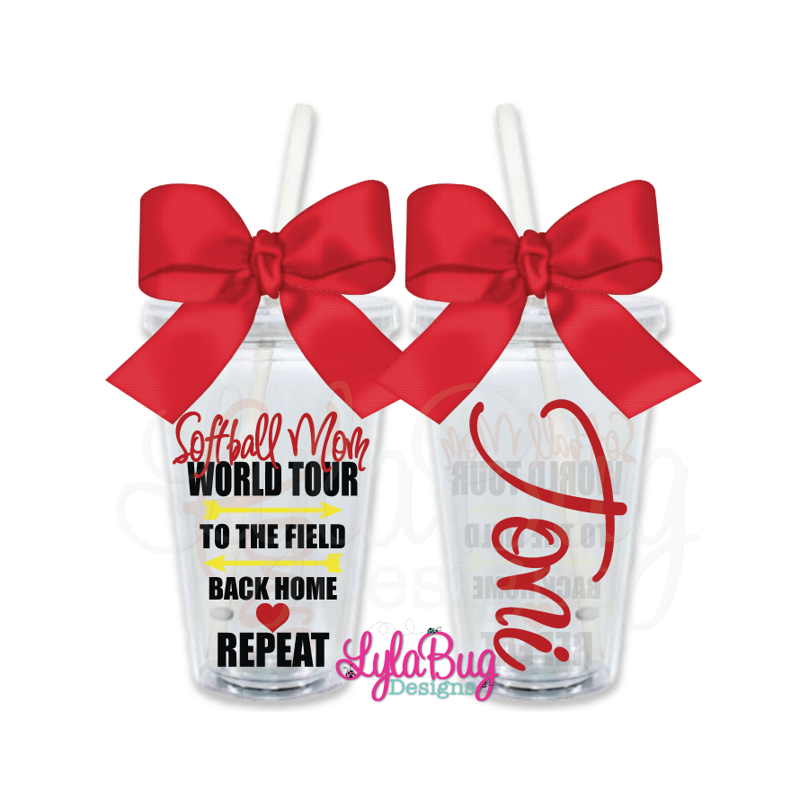 Softball Mom World Tour Personalized Tumbler