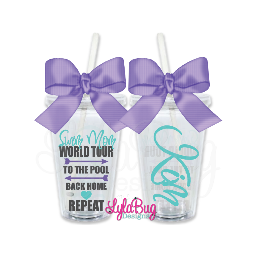 Swim Mom World Tour Personalized Tumbler