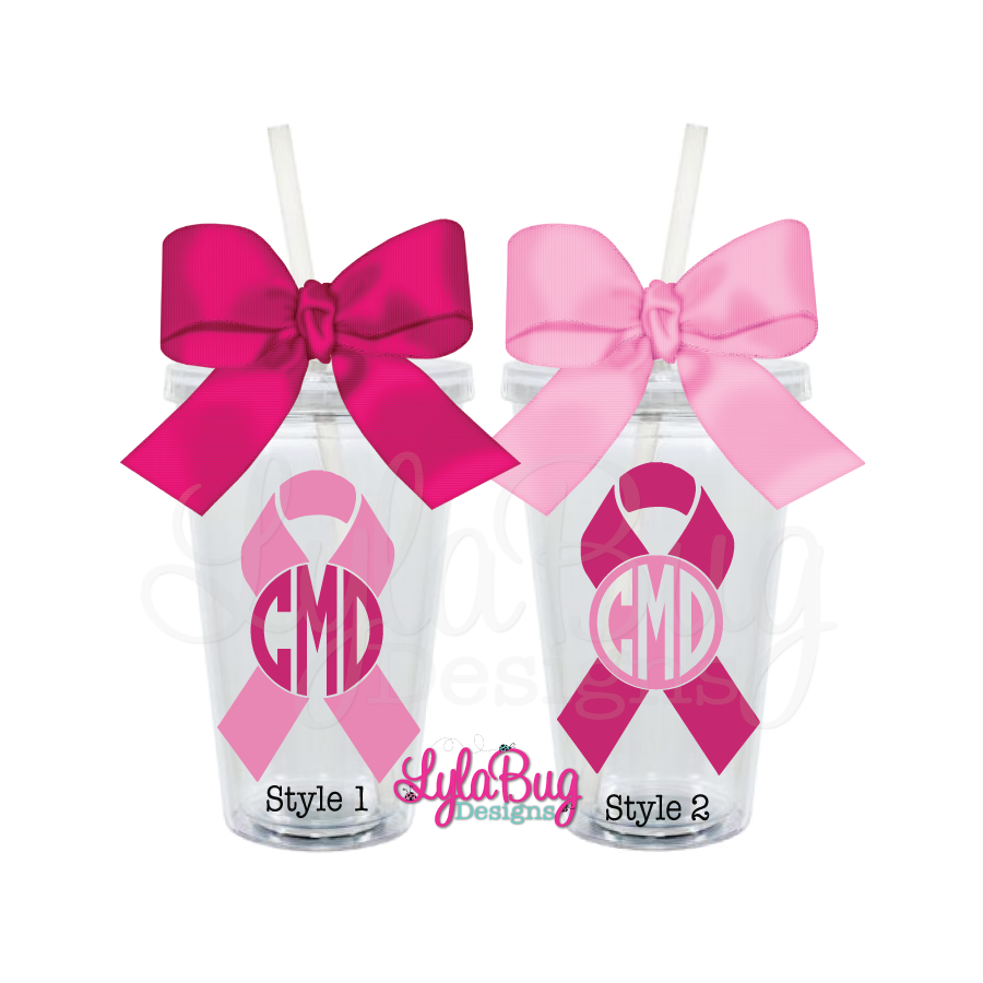 Ribbon Monogram Acrylic Tumbler