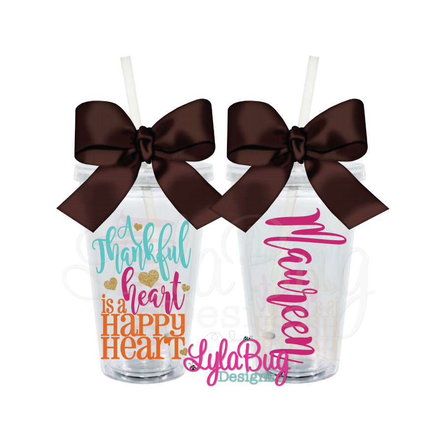 Thankful Heart Acrylic Tumbler