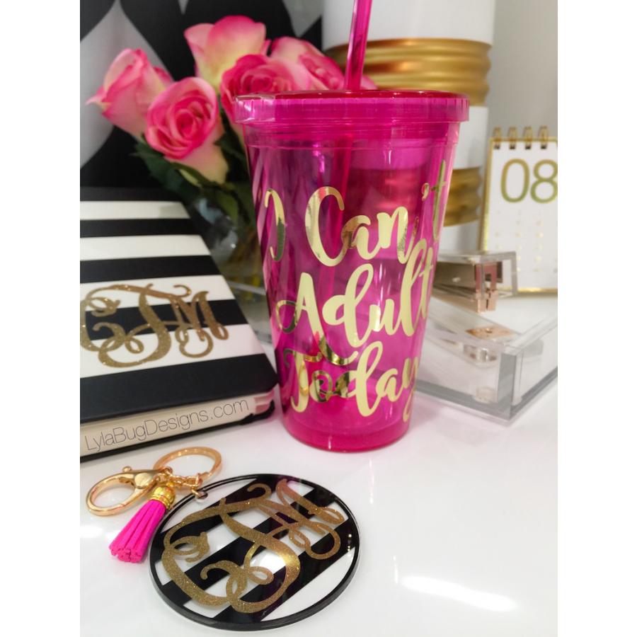 3" Round Personalized Keychain w/Gold Clasp