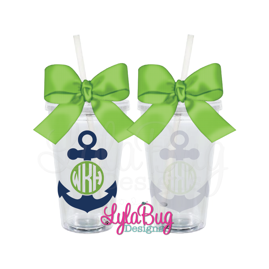 Circle Monogram Anchor Tumbler