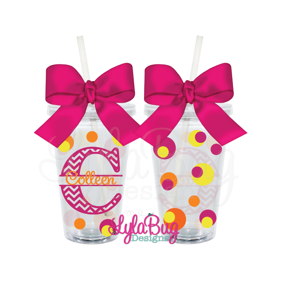 Chevron Initial Acrylic Tumbler