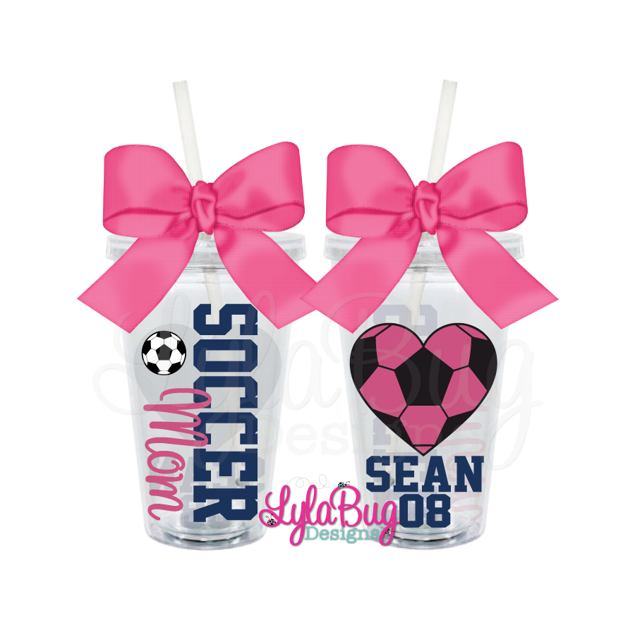 Soccer Mom Heart Personalized Acrylic Tumbler
