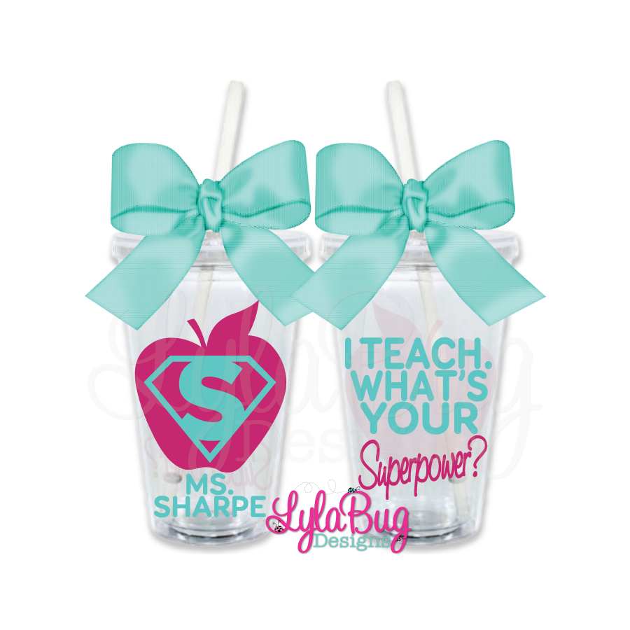 NEW! I Teach. What's Your Superpower? INITIAL Tumbler