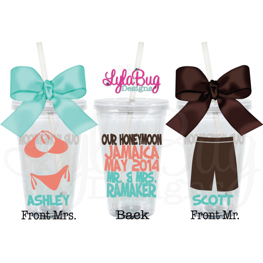 Our Honeymoon Personalized Acrylic Tumbler Set