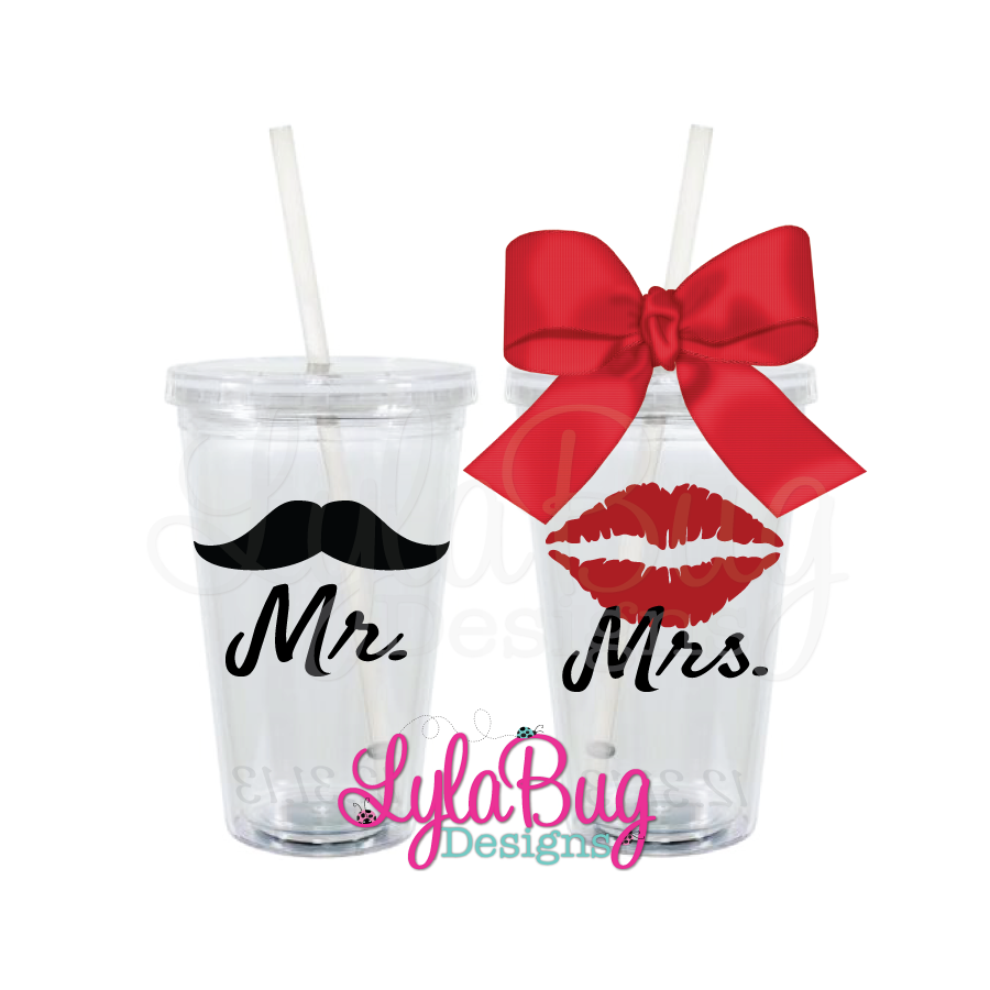 Lips/Mustache Tumbler Set