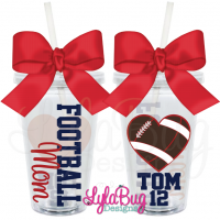Football Mom Heart Personalized Acrylic Tumbler