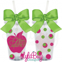 Teacher Polka Dot Apple Tumbler
