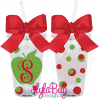 Teacher Initial Apple Tumbler